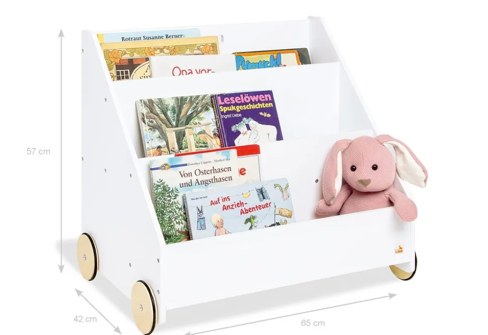 PINOLINO Kinder-Bücherregal mit Rollen Lasse – weiß