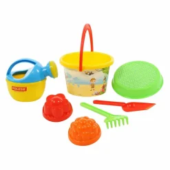 Polesie Sandspielzeug Set 0658 Eimer Schaufel Gießkanne Förmchen Rechen 6-teilig bunt