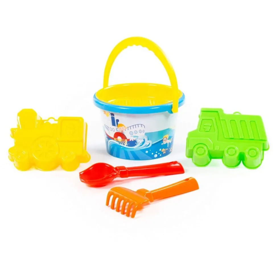Polesie Sandspielzeug-Set 3543 Eimer, Sieb, Schaufel, Formen, Rechen, 6-teilig bunt