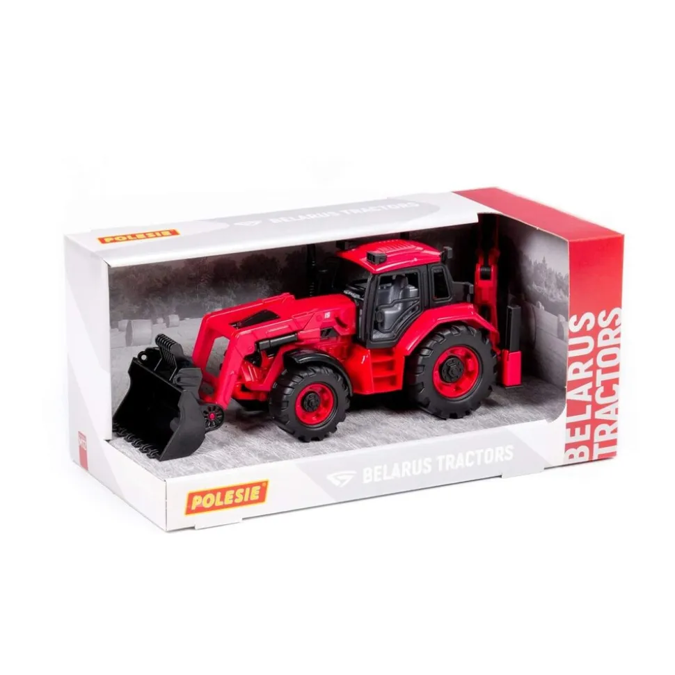 Polesie Spielzeug Radlader Bagger 91857 Frontschaufel Heckbagger Schwungantrieb rot