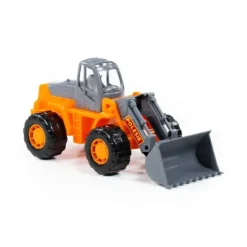 Polesie Spielzeug Traktor, Radlader 36940 Frontlader, beweglicher Arm, Trecker orange