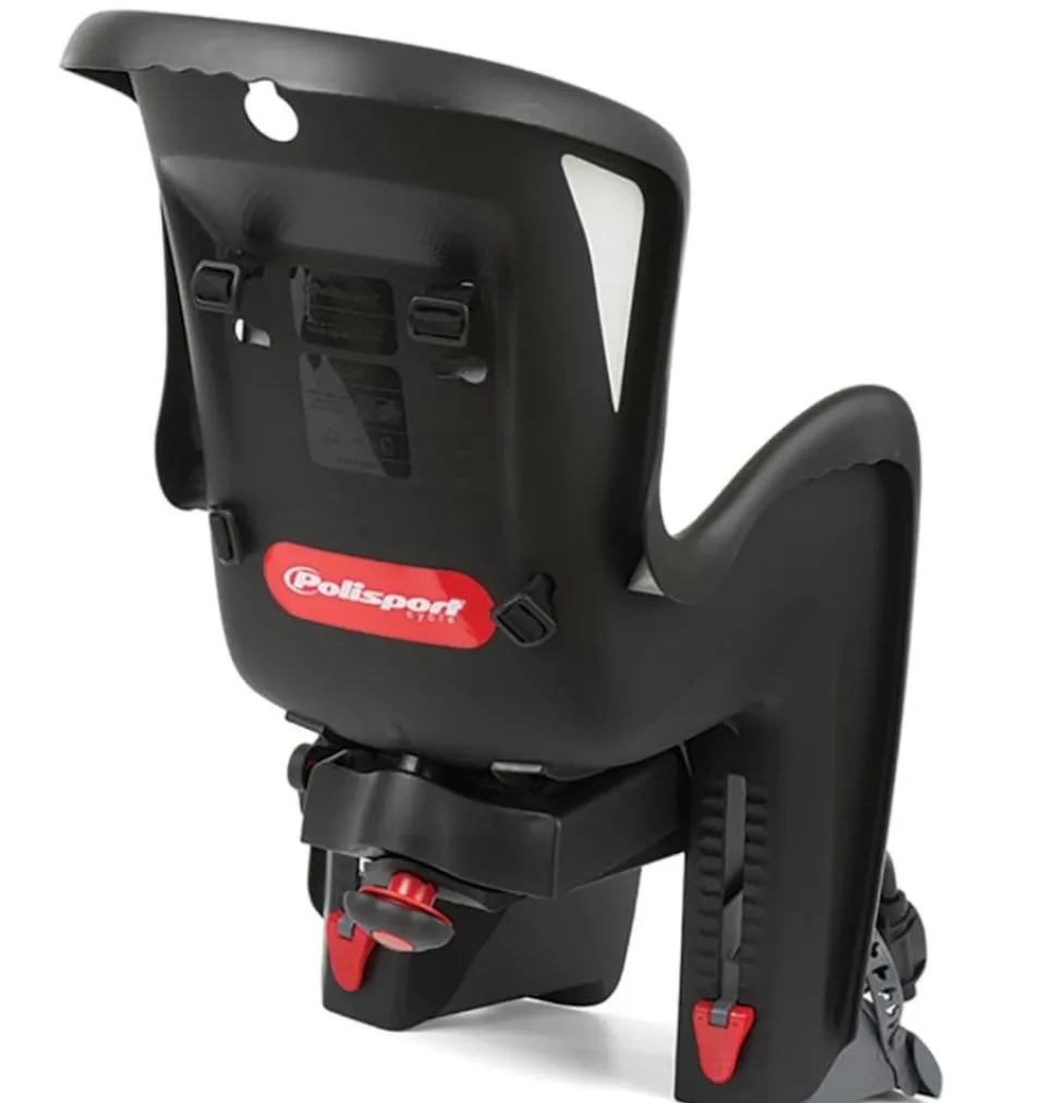 POLISPORT Fahrrad-Kindersitz BILBY RS, Sattelrohrmontage, 9-22 kg Körpergewicht, mit Quick-Release Halterung, 5-Punkt-Sicherheitsgurt, verstellbare Fußstützen