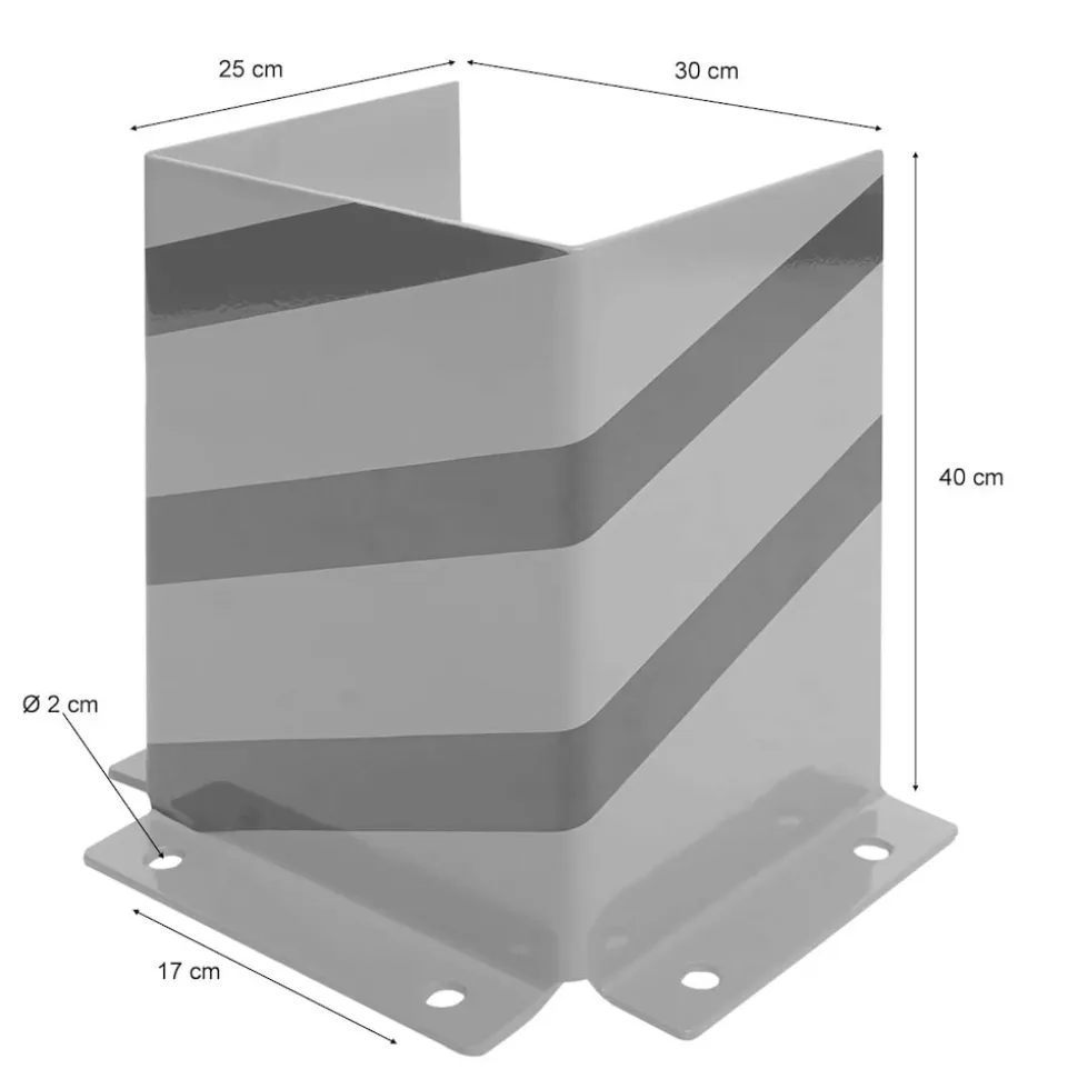Rammschutz MCW-J50, Anfahrschutz Eckschutz, mit Bolzenanker Metall U-Form 40x30x25cm gelb-schwarz