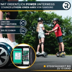 ROBWAY W1 Hoverboard für Erwachsene und Kinder, 6,5 Zoll, Self-Balance, Bluetooth, App, 700 Watt, LEDs (Space Blue 2.0)