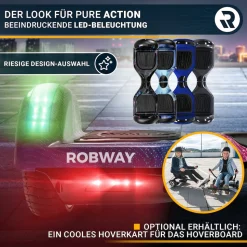 ROBWAY W1 Hoverboard für Erwachsene und Kinder, 6,5 Zoll, Self-Balance, Bluetooth, App, 700 Watt, LEDs (Space Blue 2.0)