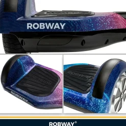 ROBWAY W1 Hoverboard für Erwachsene und Kinder, 6,5 Zoll, Self-Balance, Bluetooth, App, 700 Watt, LEDs (Space Blue 2.0)
