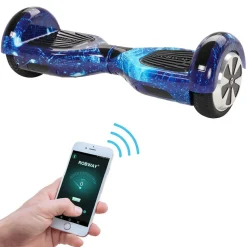 ROBWAY W1 Hoverboard für Erwachsene und Kinder, 6,5 Zoll, Self-Balance, Bluetooth, App, 700 Watt, LEDs (Space Blue 2.0)