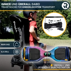 ROBWAY W1 Hoverboard für Erwachsene und Kinder, 6,5 Zoll, Self-Balance, Bluetooth, App, 700 Watt, LEDs (Space Blue 2.0)