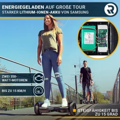 ROBWAY X2 Offroad-Hoverboard fürs Gelände, Erwachsene und Kinder, 8,5 Zoll, App, Bluetooth, 700 Watt (Navy Camo 2.0, Offroad)
