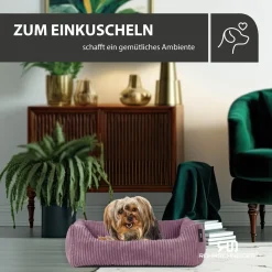 Rohrschneider Tierbett Cordstoff breit Gr. 1 taupe + faltbarer Reisenapf