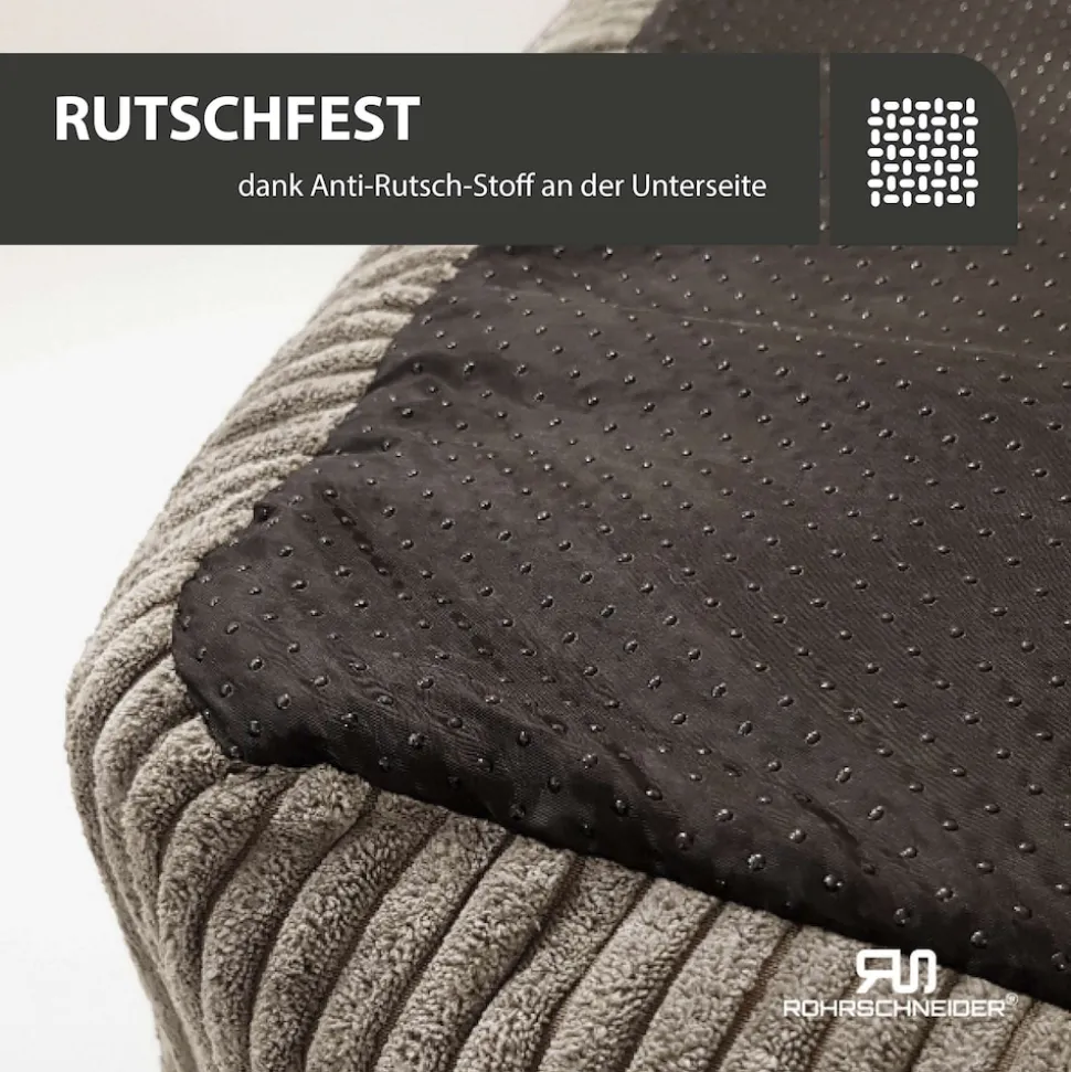 Rohrschneider Tierbett Cordstoff breit Gr. 1 taupe + faltbarer Reisenapf