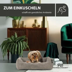 Rohrschneider Tierbett Cordstoff breit Gr. 1 taupe + faltbarer Reisenapf