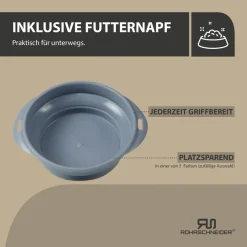 Rohrschneider Tierkissen Gr. 2 Polsterstoff Türkis + faltbarer Reisenapf