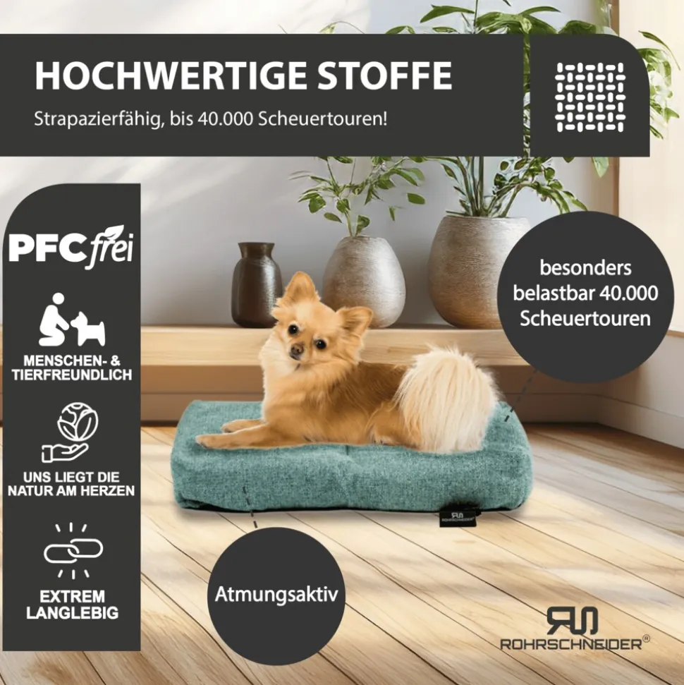 Rohrschneider Tierkissen Gr. 1 Polsterstoff Türkis + faltbarer Reisenapf