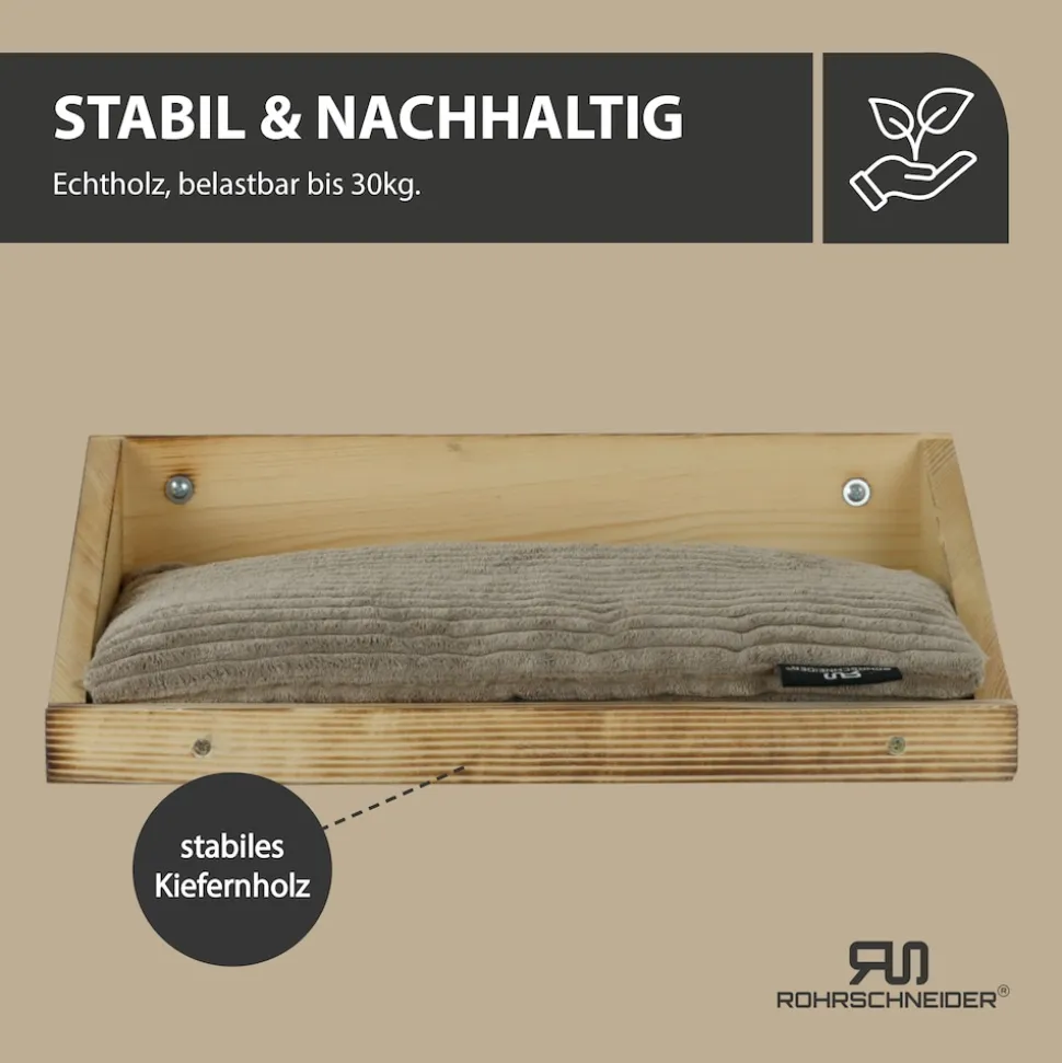 Rohrschneider Wandmulde geflammt+ Kissen mit Füllung Cord breit taupe
