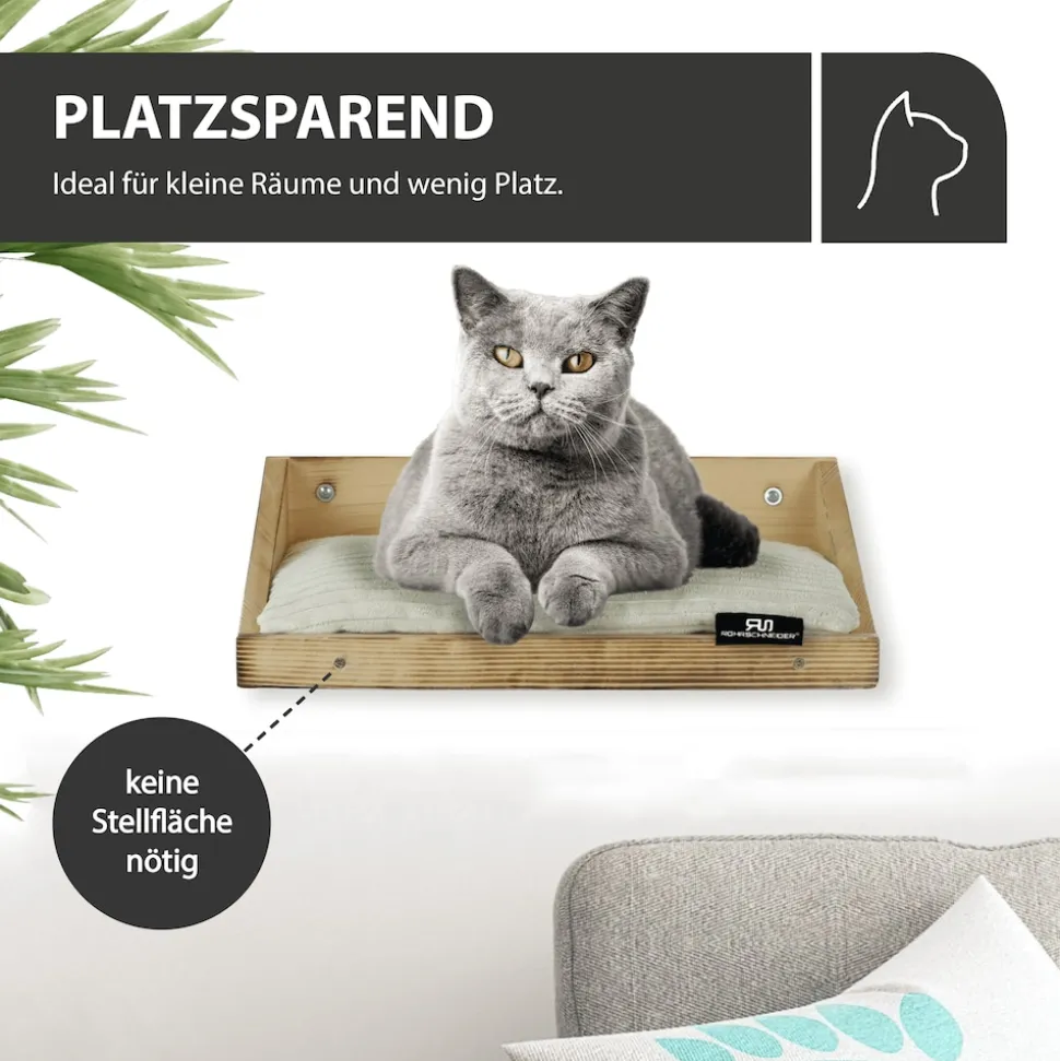 Rohrschneider Wandmulde geflammt+ Kissen mit Füllung Cord breit taupe
