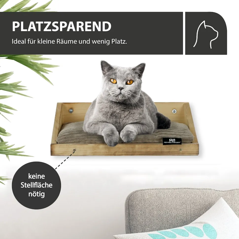 Rohrschneider Wandmulde geflammt+ Kissen mit Füllung Cord breit taupe