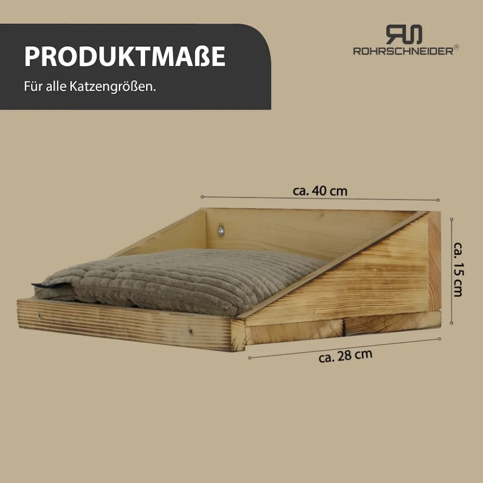 Rohrschneider Wandmulde geflammt+ Kissen mit Füllung Cord breit taupe