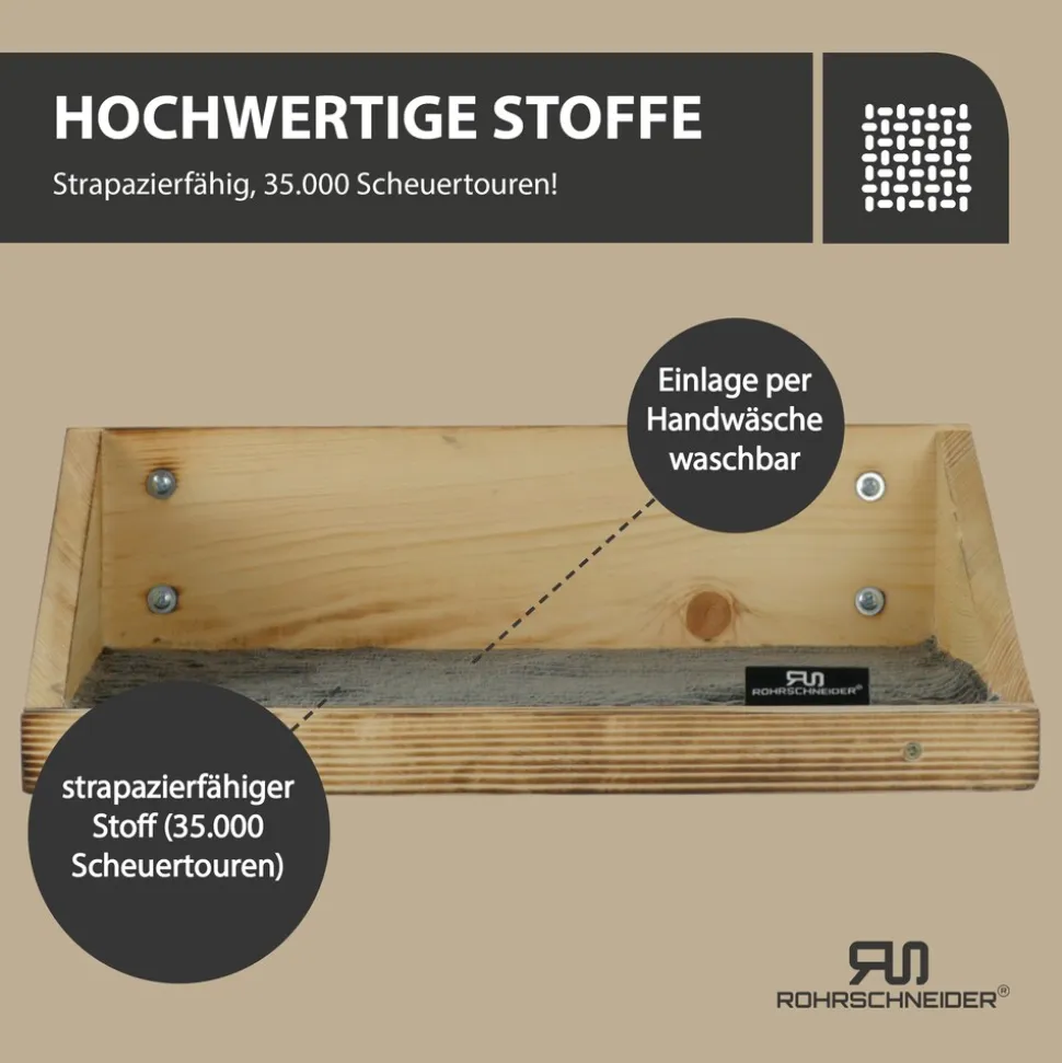 Rohrschneider Wandmulde geflammt+ Stoffeinlage Cord breit taupe