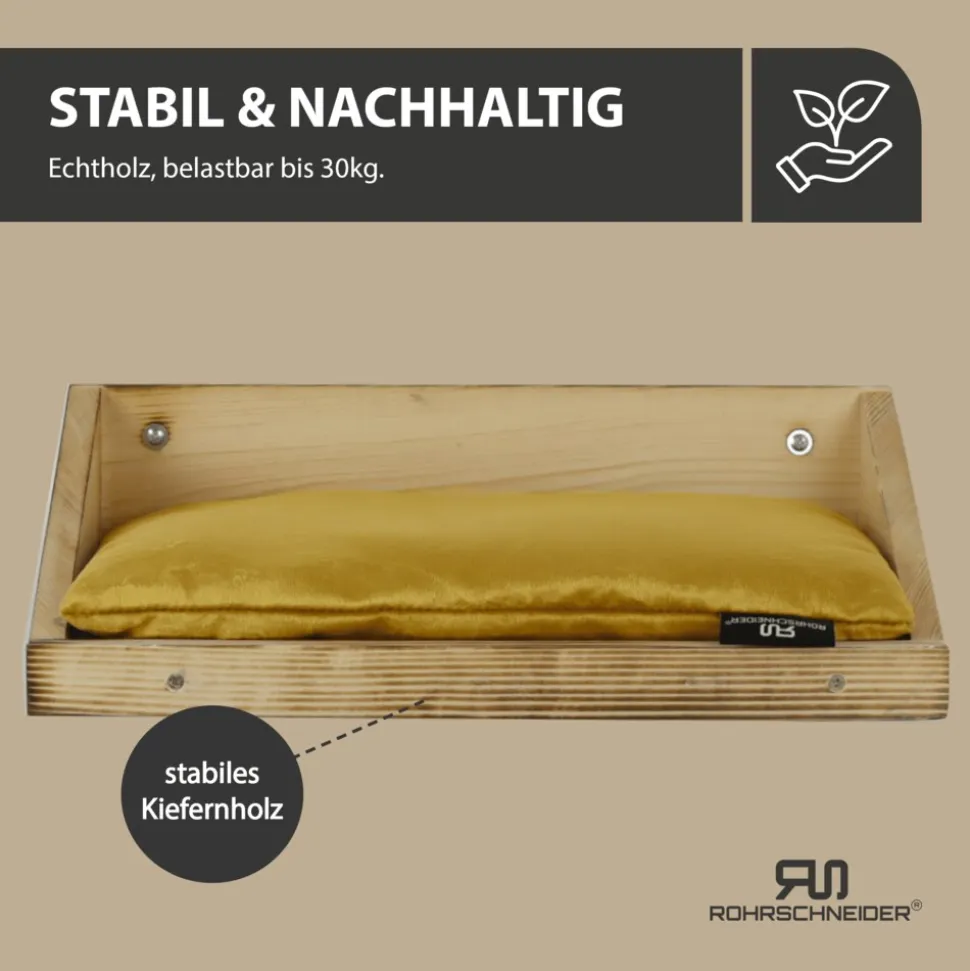 Rohrschneider Wandmulde geflammt + Kissen mit Füllung Samt fresh senf