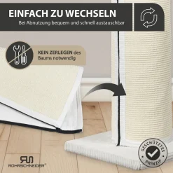 Rohrschneider XXL Kratzbaum FRIEDA – Kratztonne XXL | austauschbare Kratzmatten | stabil | extra breite Säule | Cord-Bezug waschbar | Kratzbaum für große, mittlere und kleine Katzen | Cord
