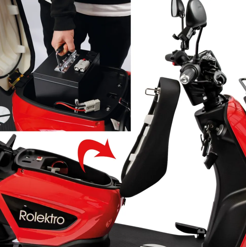 Rolektro, E-Carrier 25 V.3 Lithium, Rot, mit XXL-Koffer, 60V-32,5Ah Akku, 1000 Watt
