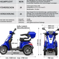Rolektro E-Quad 25, Blau, 1000 Watt