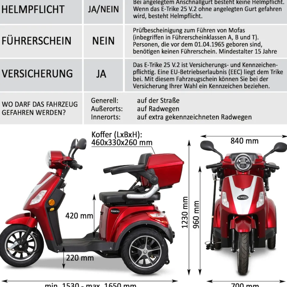 Rolektro E-Trike 25, V.2 in Rot