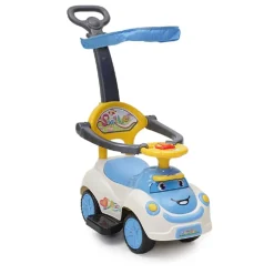 Rutschauto SMILE 3 in 1, Schubstange, Sonnendach, Fußstützen, Sicherheitsbügel blau