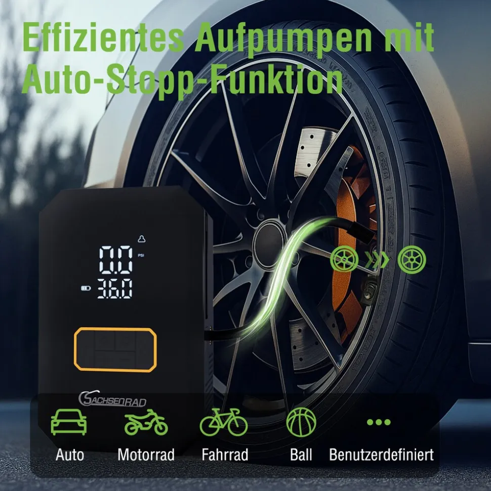 SachsenRAD Air Power Start Luftkompressor mit Auto-Starthilfe und Powerbank