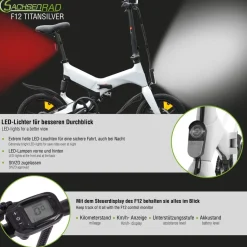 SachsenRAD E-Faltrad F12 Klapprad Ebike Elektrofahrrad Space Grau 16 Zoll