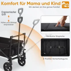 SachsenRAD Faltbarer Bollerwagen mit Dach, 150 kg