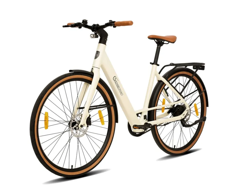 SachsenRAD Urban City E-Bike C3V Roma II in Mamorweiss mit Riemenantrieb