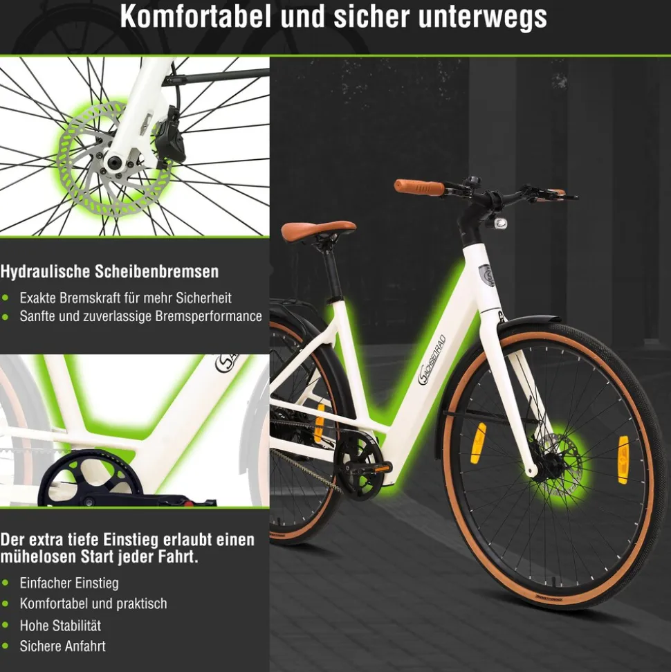 SachsenRAD Urban City E-Bike C3V Roma II in Mamorweiss mit Riemenantrieb