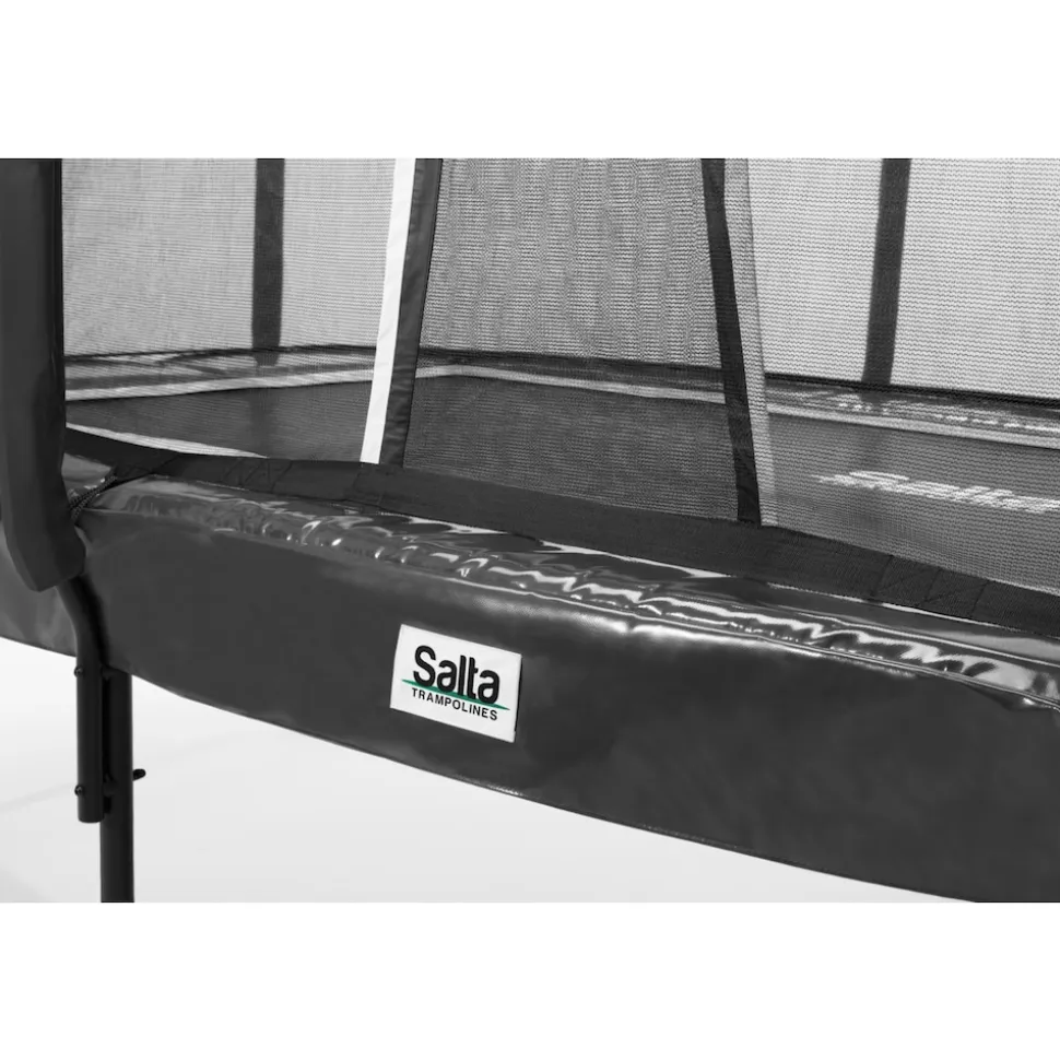 Salta First Class - rechteckig 214x366 cm- Schutzrand - Komplettsystem mit hochwertigem Sicherheitsnetz und Leiter schwarz