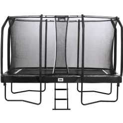 Salta First Class - rechteckig 214x366 cm- Schutzrand - Komplettsystem mit hochwertigem Sicherheitsnetz und Leiter schwarz