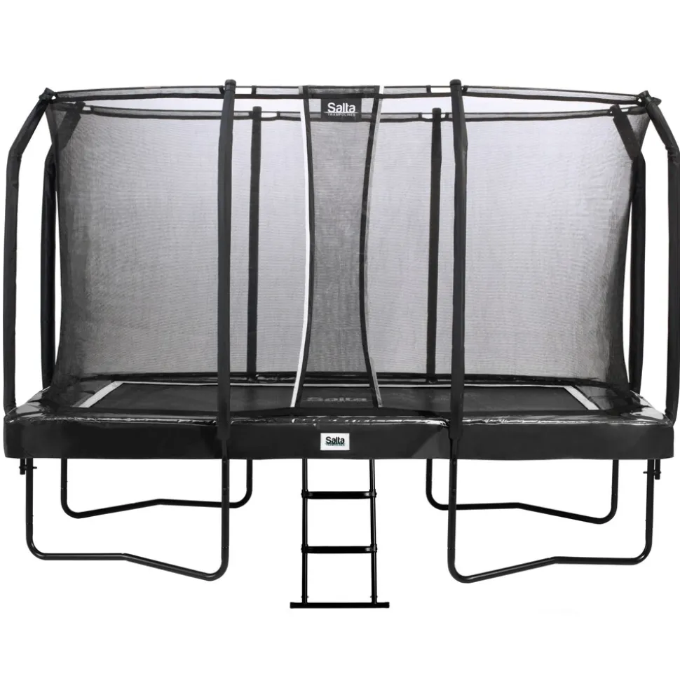 Salta First Class - rechteckig 214x366 cm- Schutzrand - Komplettsystem mit hochwertigem Sicherheitsnetz und Leiter schwarz