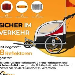 SAMAX 360° drehbarer Fahrradanhänger 2in1 Jogger - in Rot - Silver Frame