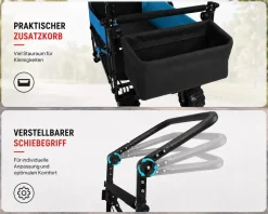 SAMAX Faltbarer Bollerwagen Offroad mit Dach - Blau