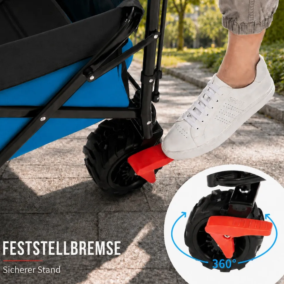 SAMAX Faltbarer Bollerwagen Offroad mit Dach - Blau