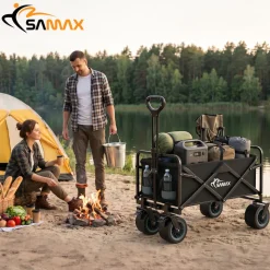 SAMAX Faltbarer Bollerwagen Offroad Camping Edition bis 200 kg - Schwarz / Grau