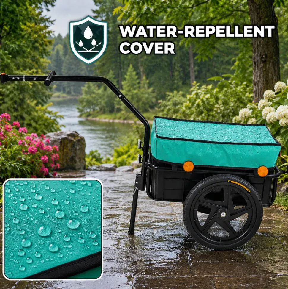 SAMAX Lastenanhänger / Fahrradanhänger für 60 Kg / 70 Liter mit Kupplung in Grün