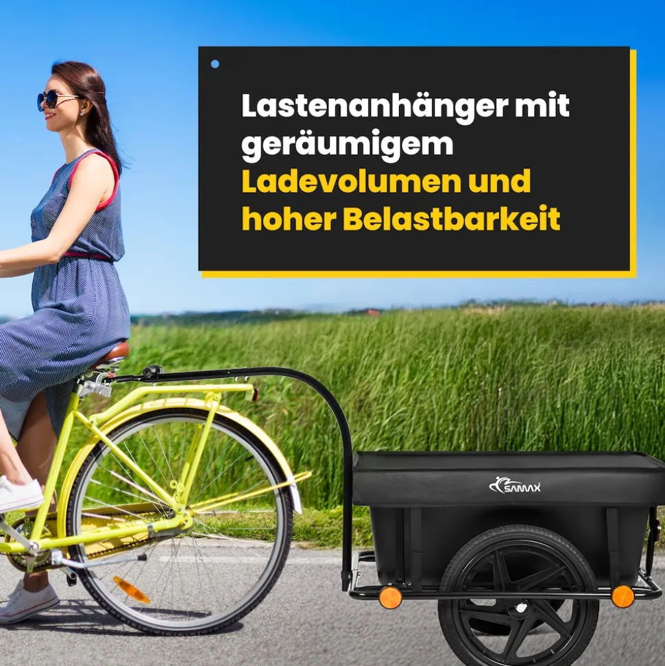 SAMAX Lastenanhänger / Fahrradanhänger 90 Liter / 80 Kg mit Kupplung - Mountain