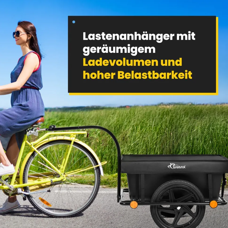 SAMAX Lastenanhänger / Fahrradanhänger 90 Liter / 80 Kg mit Kupplung - Mountain