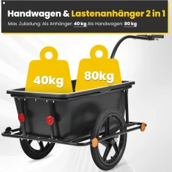 SAMAX Lastenanhänger / Fahrradanhänger 90 Liter / 80 Kg mit Kupplung - Mountain