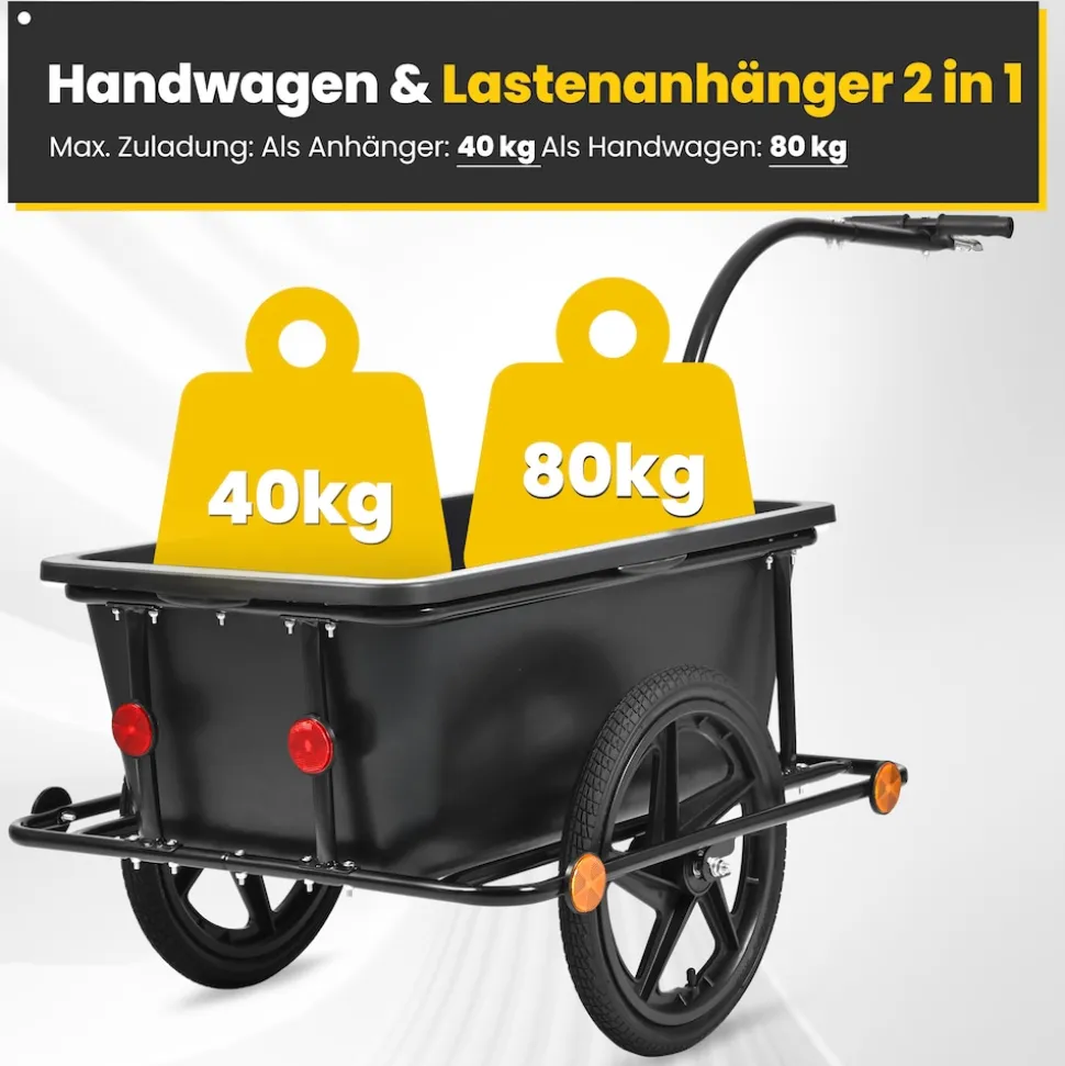 SAMAX Lastenanhänger / Fahrradanhänger 90 Liter / 80 Kg mit Kupplung - Mountain