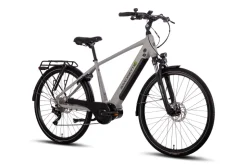 SAXONETTE Premium Sport E-Trekkingbike 10 Gang Scheibenbremse Federgabel Mittelmotor silber matt