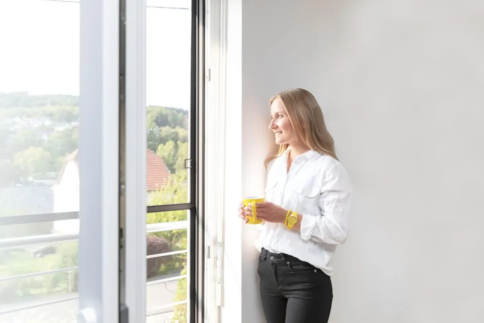 Schellenberg Fliegengitter für bodentiefe Fenster Premium, anthrazit, 120 x 240 cm