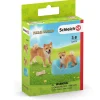 Schleich 42479 - Farm World - Spielset, Mutter und Welpe, Shiba Inu