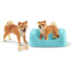 Schleich 42479 - Farm World - Spielset, Mutter und Welpe, Shiba Inu